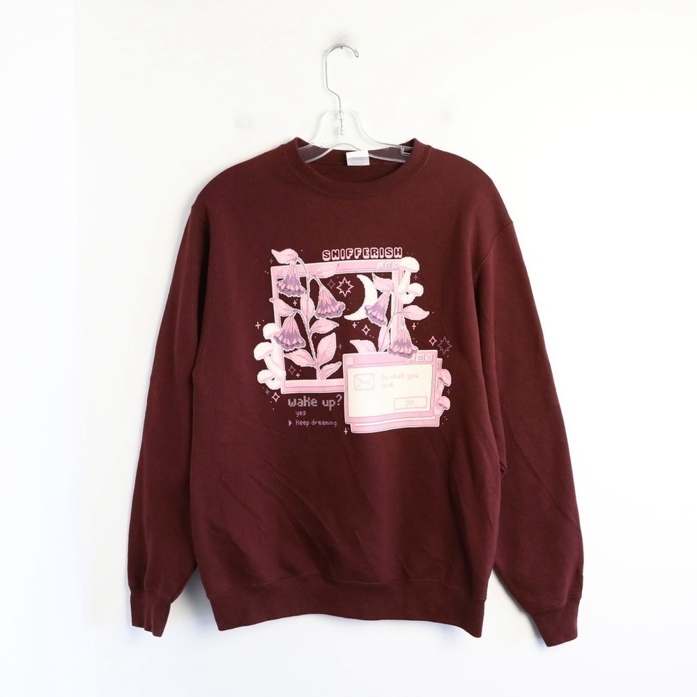 Snifferish vintage video game print sweatshirt pullover fleece lined M oversized